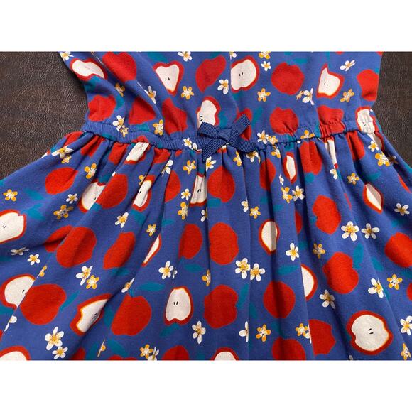 Cynthia Rowley Girls Apple Print Dress Blue Red Short Sleeve Size M (7/8) - Picture 3 of 6